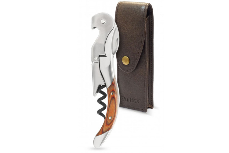 Tire bouchon sommelier Pulltex Pulltap's Toledo bois + &eacute;tui cuir offert