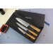 Coffret 3 couteaux Wusaki Fujiko VG10 olivier Santoku + Universel + Office