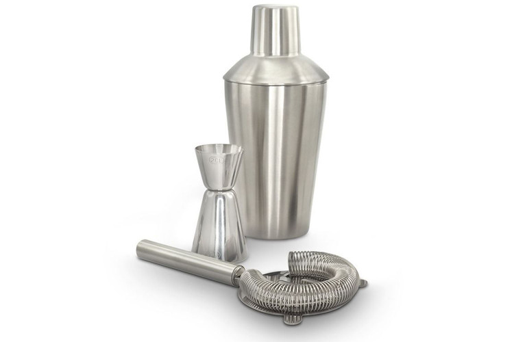 Kit cocktail basique 3 pi&egrave;ces Pulltex acier inoxydable