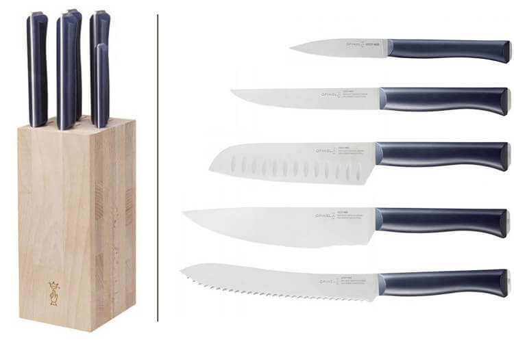 Bloc bois de hêtre 5 couteaux cuisine Opinel Intempora