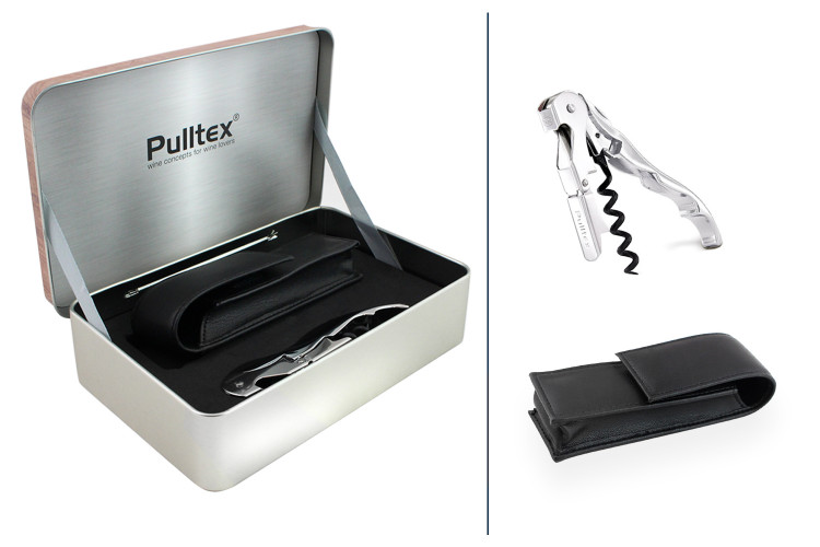 Coffret tire bouchon Pulltex + &eacute;tui + boite de rangement Chrome