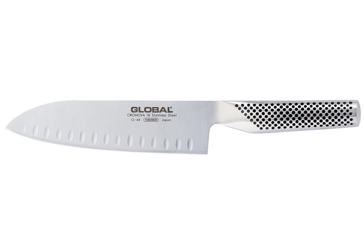 Couteau Santoku Global G80 lame alv&eacute;ol&eacute;e 18cm