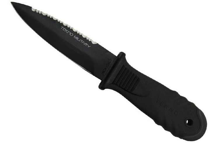 Couteau de plong&eacute;e Fox Tekno Military 11cm acier 420 manche gomme + &eacute;tui