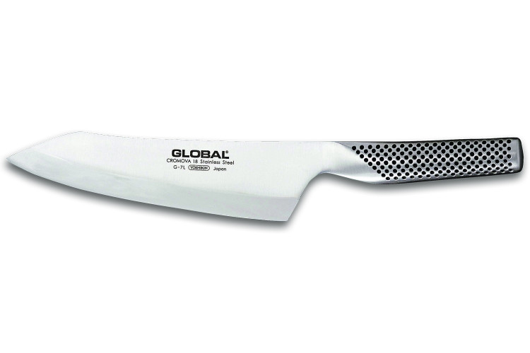 Couteau hachoir japonais Global G7 lame biseaut&eacute;e pour gaucher 18cm