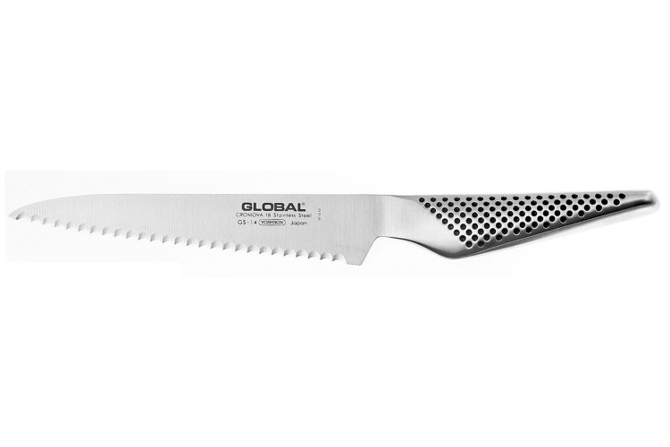 Couteau &agrave; l&eacute;gumes japonais Global GS14 lame crant&eacute;e 15cm 