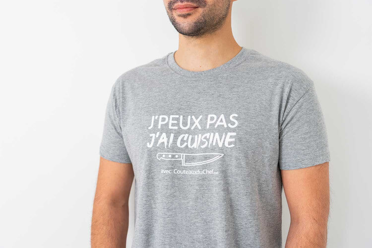 Tee-shirt officiel Couteauxduchef "J'peux pas j'ai cuisine"