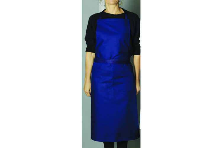 Tablier valet bleu Matfer avec bavette et poche