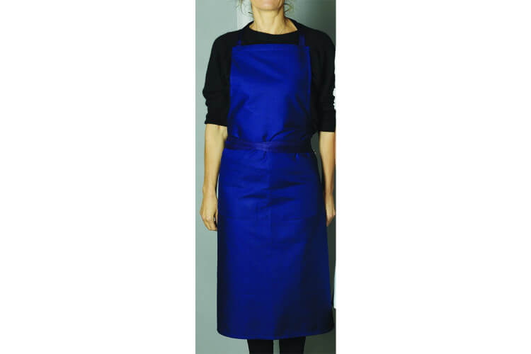 Tablier valet bleu Matfer avec bavette et poche