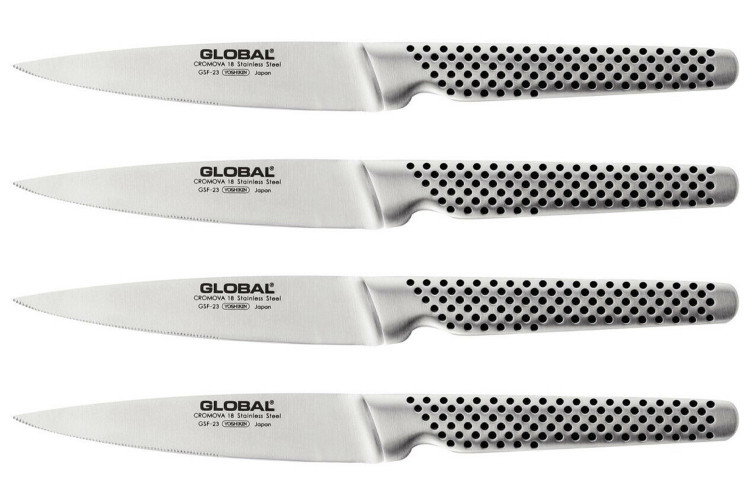 Coffret de 4 couteaux &agrave; steak japonais Global GSF4023 lames crant&eacute;es 11cm