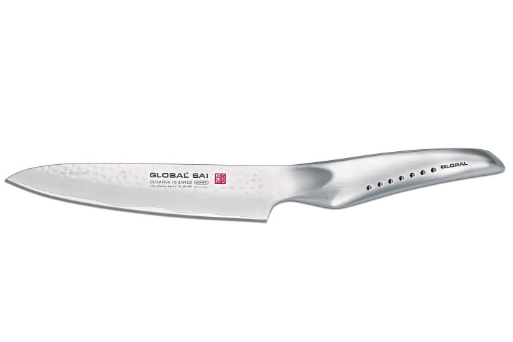 Couteau universel japonais Global Sai M02 lame martel&eacute;e 14cm