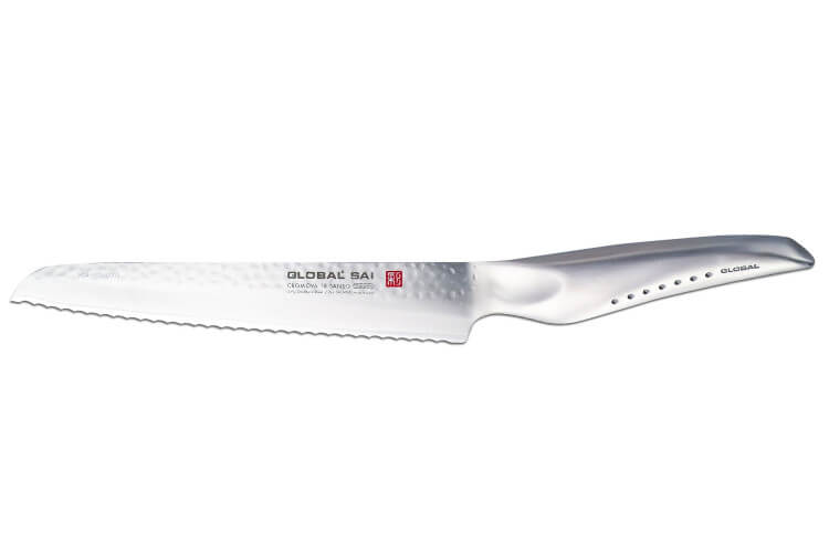 Couteau à pain japonais Global Sai M04 lame martelée 17cm