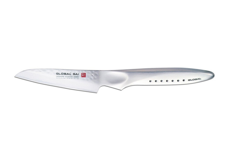 Couteau d'office japonais Global Sai S03R lame droite martel&eacute;e 9cm