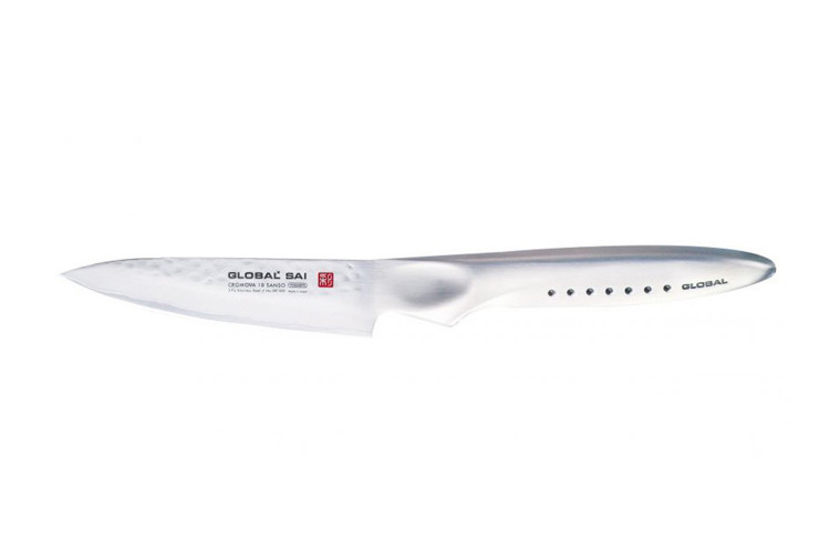 Couteau d'office japonais Global Sai S02R lame martel&eacute;e 10cm