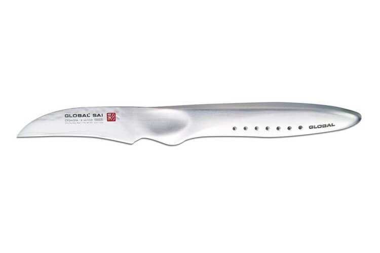 Couteau bec d'oiseau japonais Global Sai S04R lame martelée 6.5cm