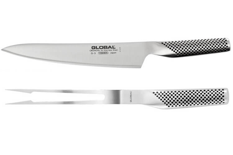 Set 2 couverts à viande japonais Global G313 acier inox