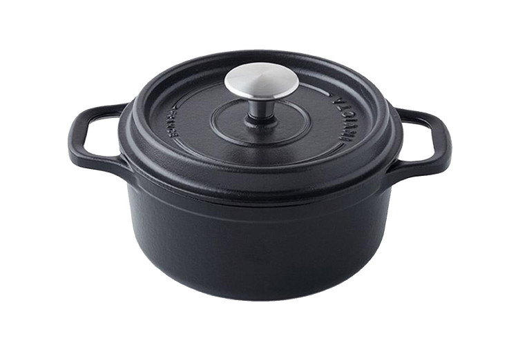 Cocotte ronde Invicta en fonte &eacute;maill&eacute;e noire 24cm