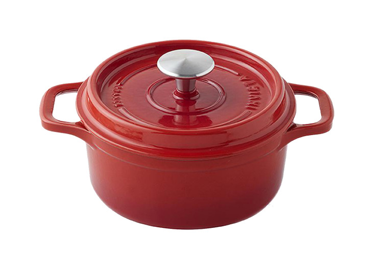 Cocotte ronde Invicta en fonte &eacute;maill&eacute;e rubis 24cm