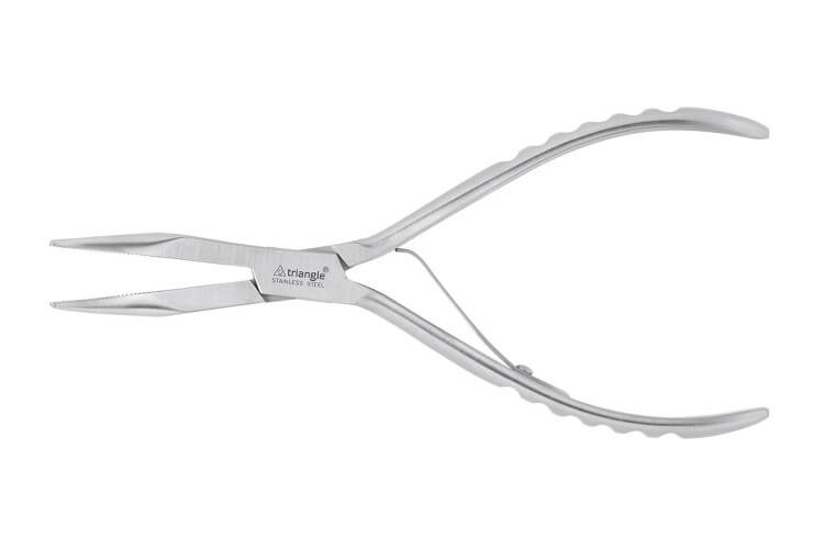 Pince à arêtes coudée Triangle acier inox 20cm
