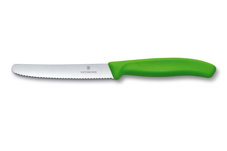 Couteau de table Victorinox SwissClassic vert lame &agrave; dents 11cm