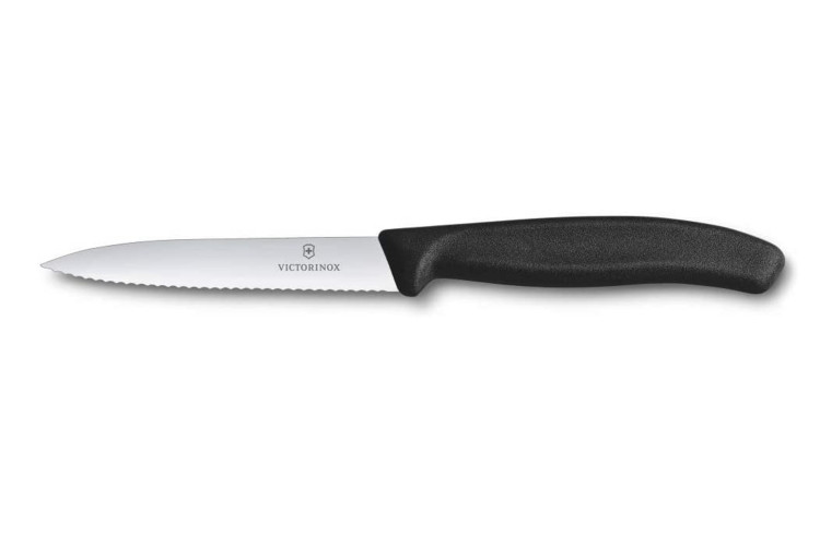 Couteau d'office Victorinox SwissClassic noir lame dentel&eacute;e 10cm