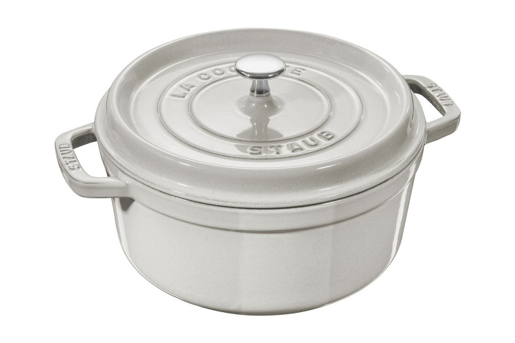 Cocotte STAUB ronde en fonte &eacute;maill&eacute;e truffe blanche