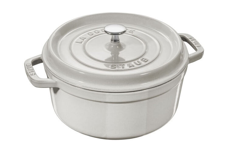 Cocotte STAUB ronde en fonte émaillée truffe blanche