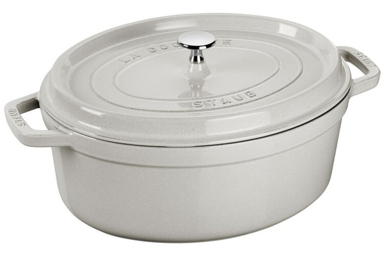 Cocotte STAUB ovale en fonte émaillée truffe blanche