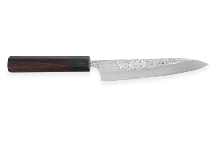 Couteau universel japonais artisanal martel&eacute; Yu Kurosaki Shizuku 15cm acier SG2