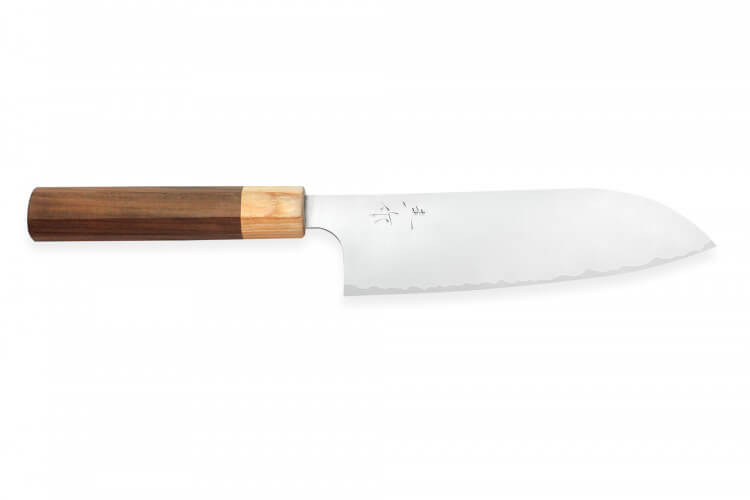 Couteau santoku japonais artisanal Kei Kobayashi SG2 Octogone 17cm