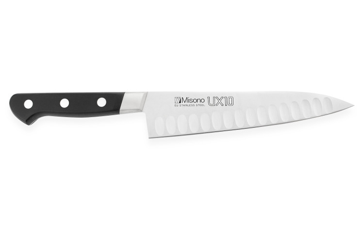 Couteau de chef japonais Misono UX10 alv&eacute;ol&eacute; 18cm