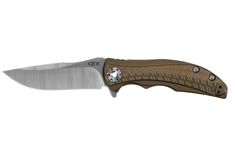 Couteau pliant Zero Tolerance ZT0609 manche titane anodis&eacute; bronze 10,8cm