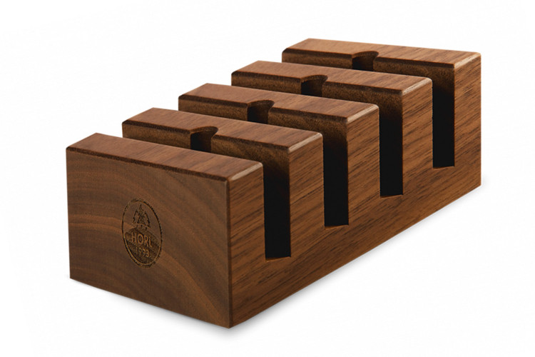 Socle de rangement pour 4 disques d'aff&ucirc;tage de rechange HORL&reg; en noyer