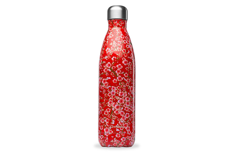 Bouteille isotherme Qwetch Fleurs rouge