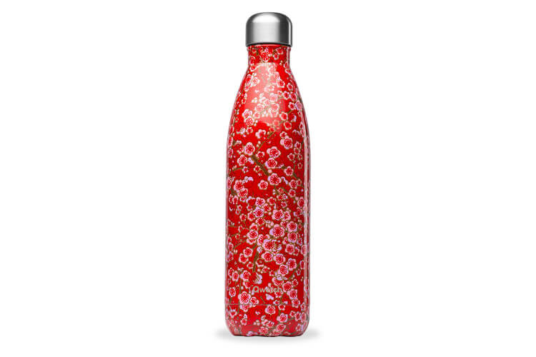 Bouteille isotherme Qwetch Fleurs rouge