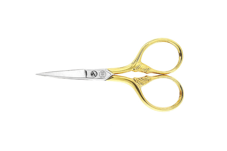 Ciseaux broderie NOGENT HB 9 cm chrom&eacute;s fleurs dor&eacute;s