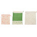 Set de 3 sacs zéro déchet Pebbly en coton biologique pour légumes, pain, vrac