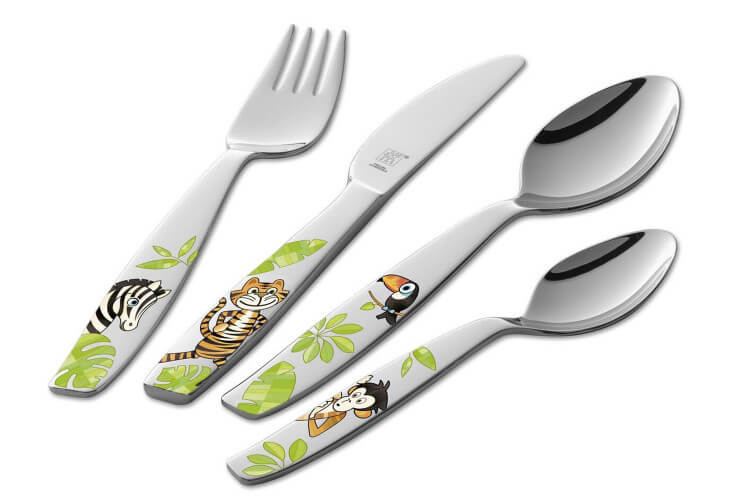 Couverts enfant gravés Zwilling Jungle en acier inox 