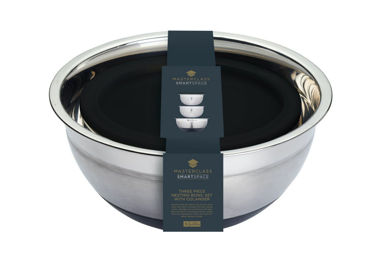 Set de 3 bols en acier inox Kitchencraft MasterClass Smart Space empilables