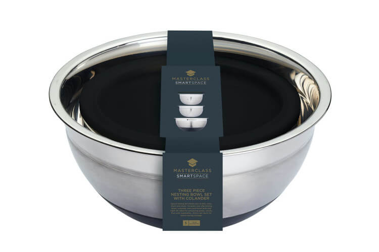 Set de 3 bols en acier inox Kitchencraft MasterClass Smart Space empilables