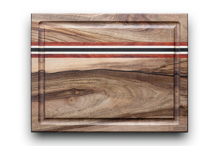 Planche &agrave; d&eacute;couper artisanale Ku&iuml;stot Riverside en noyer avec rigole 42x31x3,5cm
