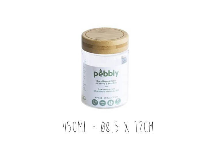 Bocal rond en verre Pebbly avec couvercle à vis