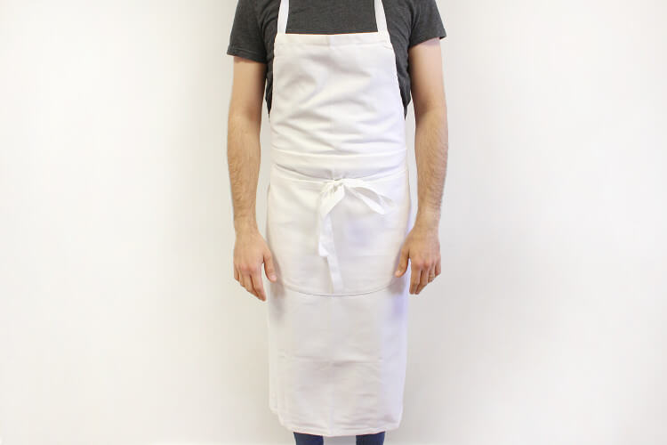 Tablier valet professionnel 100% coton blanc 100 x 100cm