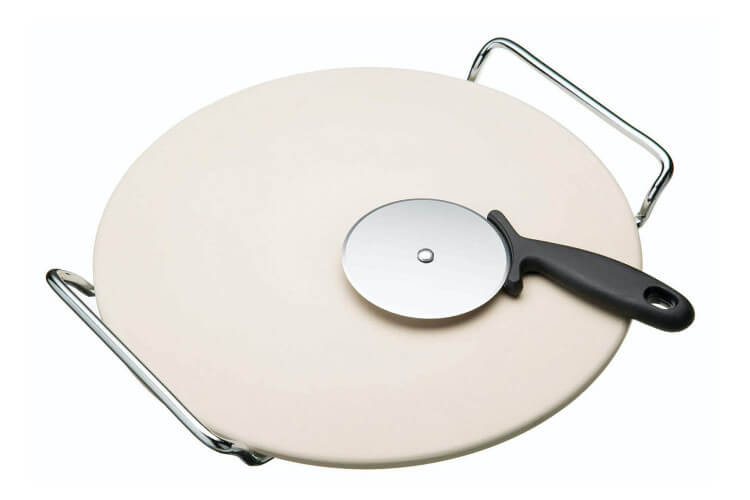 Set pierre à pizza Kichencraft World of Flavours avec roulette à pizza - 32cm
