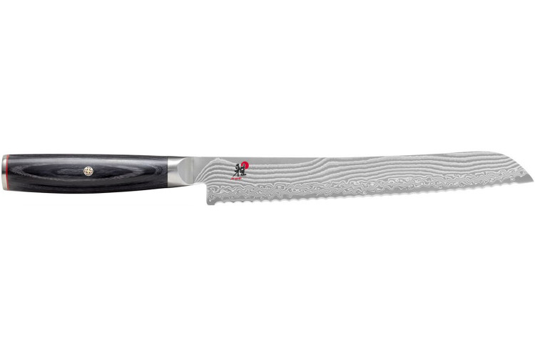 Couteau &agrave; pain japonais Miyabi 5000FCD lame 24cm damas 48 couches manche pakkawood