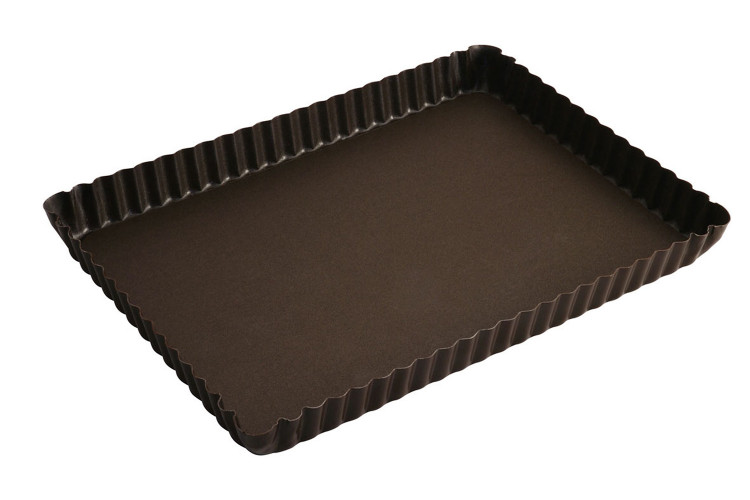 Moule &agrave; tarte maison cannel&eacute; rectangulaire Gobel avec fond fixe 29 x 20,5 x 2,5 cm