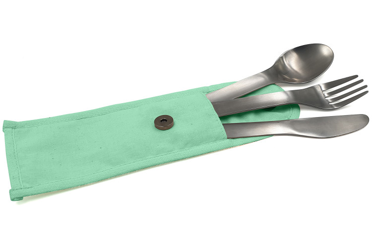 Couverts nomades Cookut Nabu en inox avec pochette