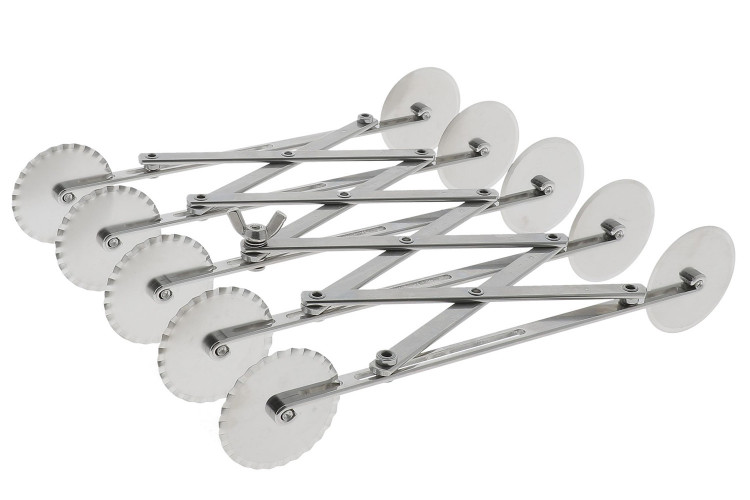 Rouleau multicoupe m&eacute;tal double 5 roulettes lisses et 5 roulettes cannel&eacute;es acier inox