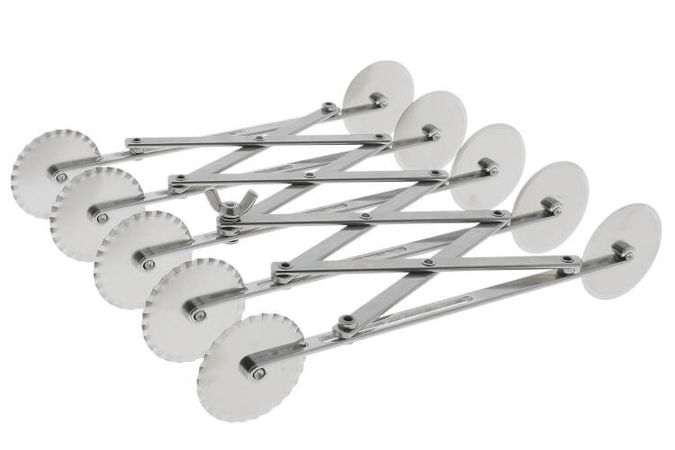 Rouleau multicoupe métal double 5 roulettes lisses et 5 roulettes cannelées acier inox
