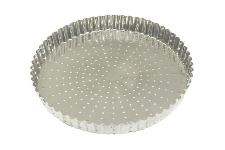 Tourtière ronde cannelée perforée Gobel fond fixe - 7 tailles