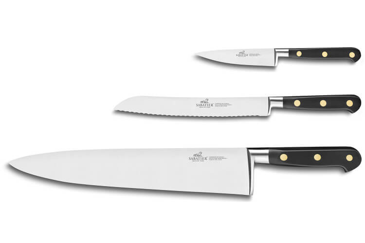 Pack spécial boulanger 3 couteaux français Sabatier Idéal inox 100% forgés laiton